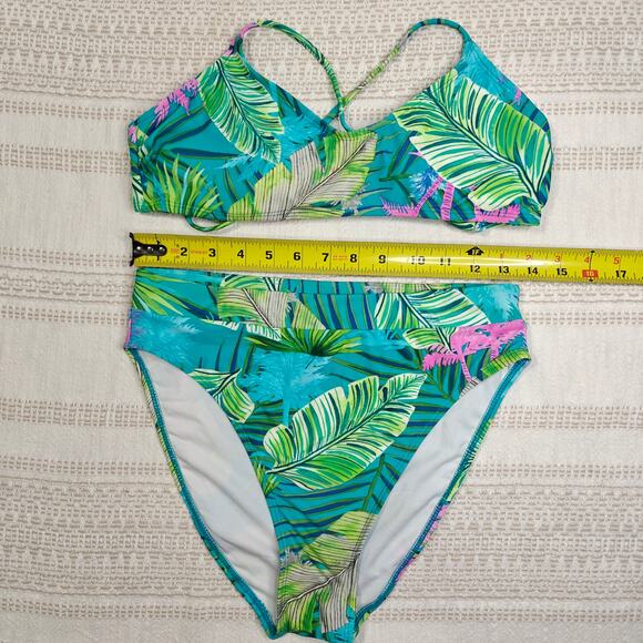 Sand Castle Tropical Leaf Bikini Set Size M NEW 2-Piece Swimsuit - Picture 4 of 6